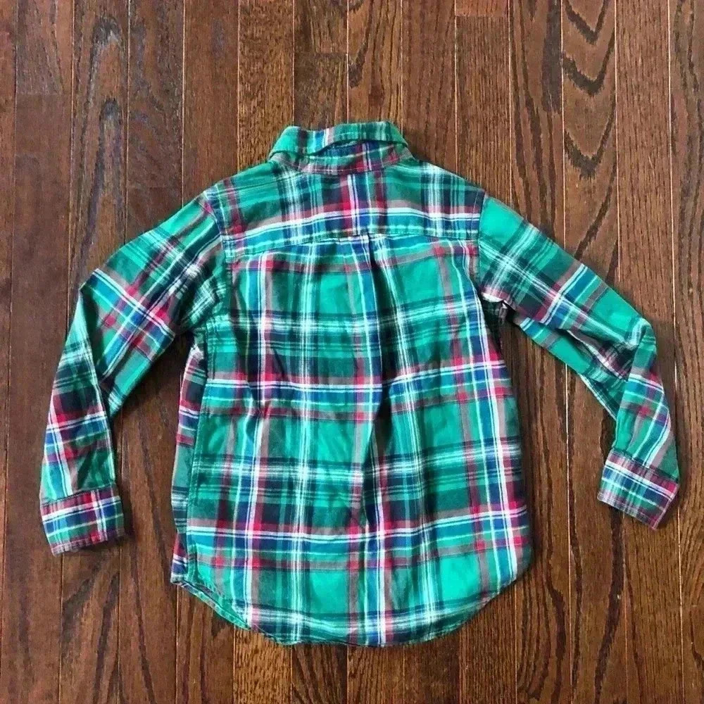 Ralph Lauren Boys 5 Green Plaid Oxford Cotton Button-Up Shirt - VGUC! - Picture 7 of 10